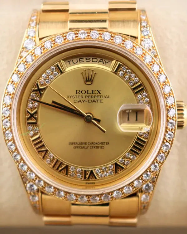 1991 (N Serial) Rolex Day-Date 36MM Champagne "Myriad" Dial Yellow Gold President Bracelet (18388)