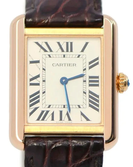 Cartier Tank Solo 24MM Quartz Silver Dial Leather Strap (W5200024)