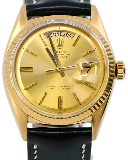 Rolex Day-Date 36MM Champagne Dial Aftermarket Leather Strap (1803)