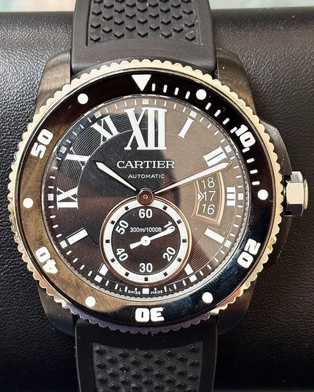 Cartier Calibre de Cartier Diver 42MM Black Dial Rubber Strap (WSCA0006)