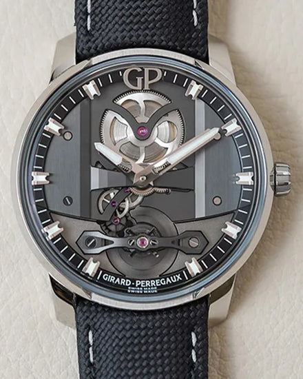 2023 Girard Perregaux Bridges Free Bridge 44MM Skeleton Dial Leather Strap (82000-11-631-FA6A)