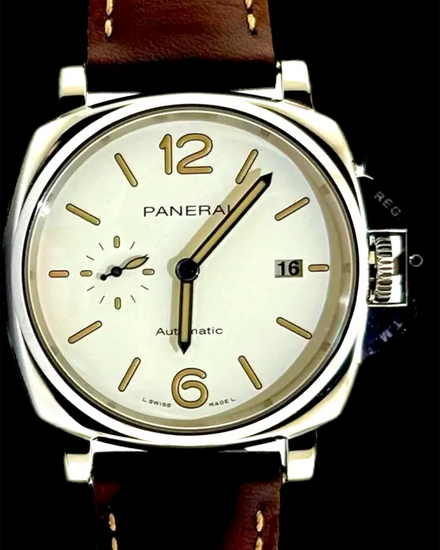 No Reserve - 2023 Panerai Luminor Due 42MM White Dial Leather Strap (PAM01046)