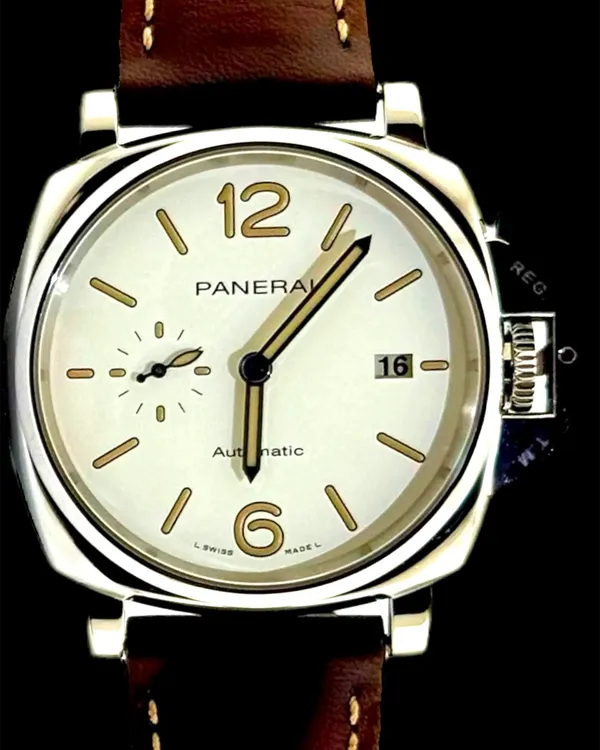 No Reserve - 2023 Panerai Luminor Due 42MM White Dial Leather Strap (PAM01046)