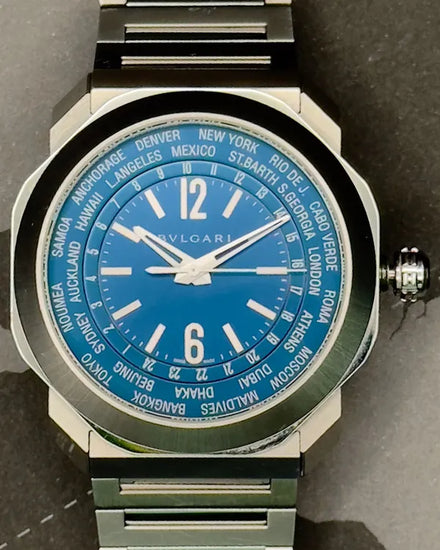 2022 Bvlgari Octo Roma Worldtimer 41MM Blue Dial Steel Bracelet (103481)