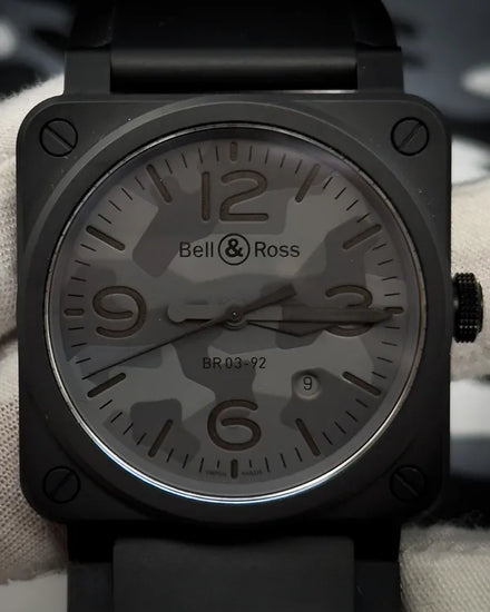 2020 Bell & Ross BR 03 42MM Black "Camo" Dial Rubber Strap (BR03-92-CBL)