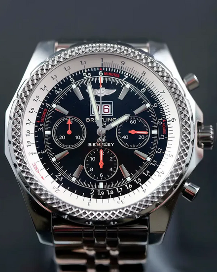 2009 Breitling Bentley Motors 6.75 Chronograph 49MM Black Dial Steel Bracelet (A44362)