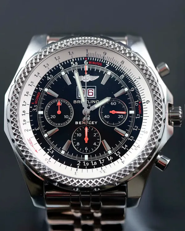 2009 Breitling Bentley Motors 6.75 Chronograph 49MM Black Dial Steel Bracelet (A44362)