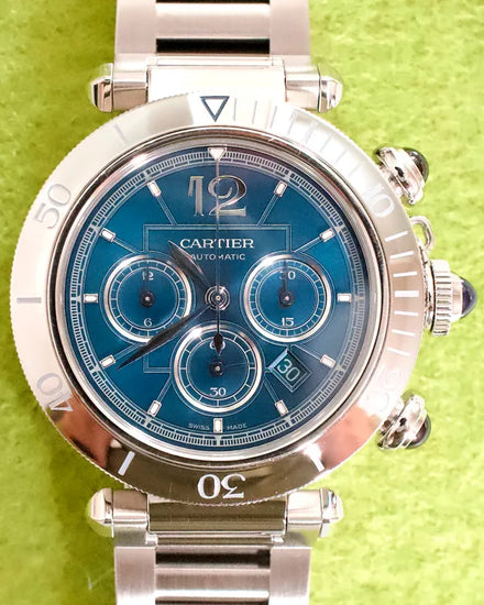 2023 Cartier Pasha De Cartier 41MM Blue Dial Steel Bracelet (WSPA0039)