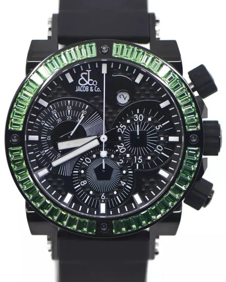 Jacob & Co. Epic II Chronograph 46MM Black Dial Rubber Strap (EPIC2PVDGRBW)