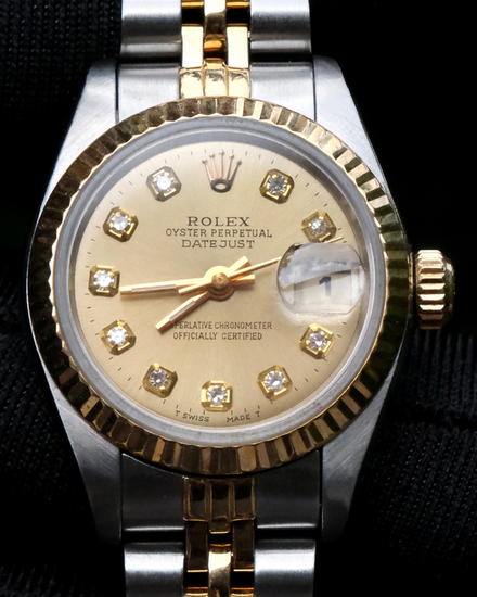 Rolex Lady-Datejust 26MM Champagne Dial Two-Tone Jubilee Bracelet (69173)