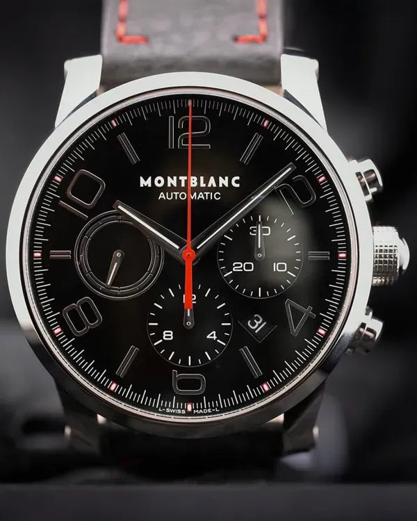 Montblanc Timewalker Chronograph 43MM Black Dial Leather Strap (109345)