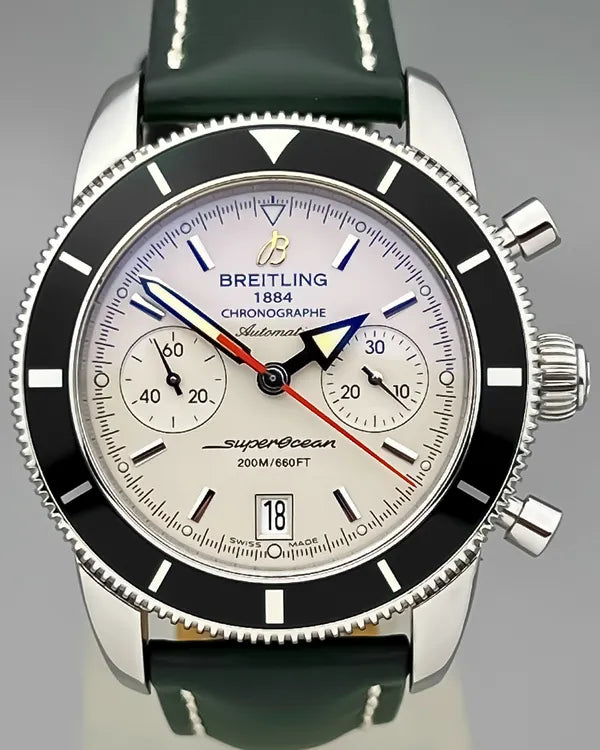 No Reserve - 2016 Breitling Superocean Heritage Chronograph 44MM White Dial Leather Strap (A2337036/G753)