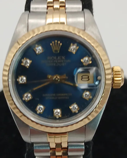1989 Rolex Lady-Datejust 26MM Blue Dial Two-Tone Jubilee Bracelet (69173)