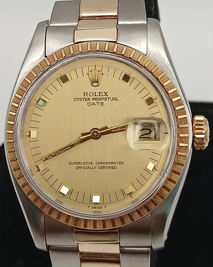 Rolex Oyster Perpetual Date 34MM Champagne Dial Two-Tone Oyster Bracelet (1505)