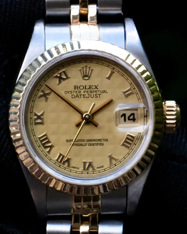1996 Rolex Lady-Datejust 26MM Ivory "Pyramid" Dial Two-Tone Jubilee Bracelet (69163)