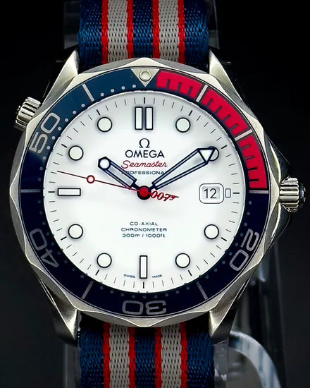 2021 Omega Seamaster Diver 300M "Bond 007 Commander's Watch" L.E. 41MM White Dial Textile Strap (212.32.41.20.04.001)