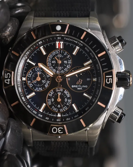 Breitling Super Chronomat Four Year Calendar 44MM Black Dial Rubber Strap (I19320251B1A1)