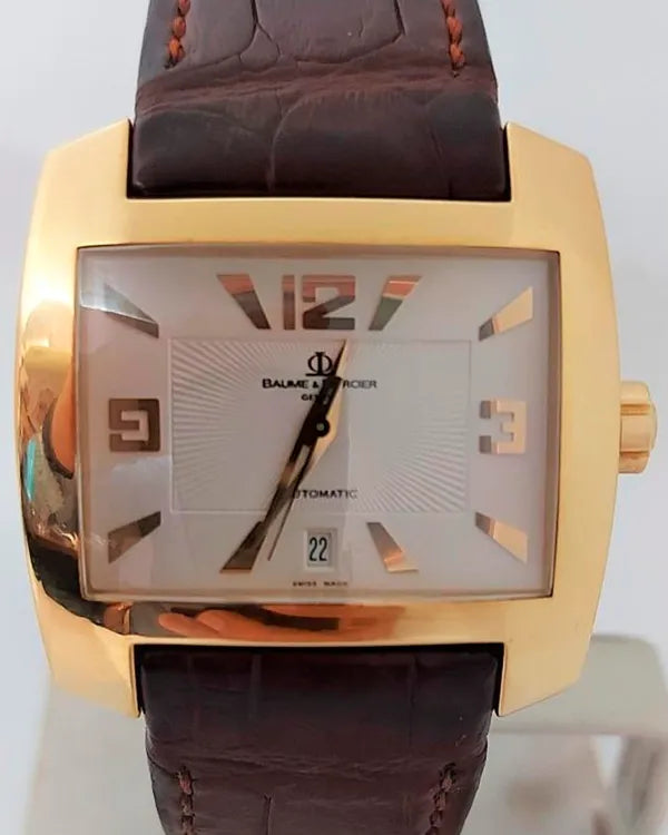 Baume & Mercier Hampton Square 42.3MM White Dial Leather Strap (65395)