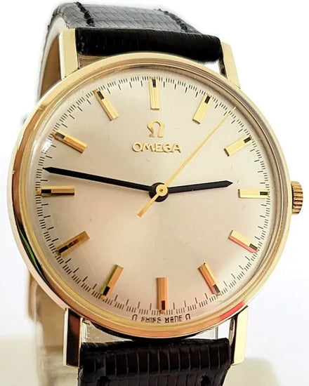 Omega Vintage 14k Goldfilled 33MM Off White Dial Aftermarket Leather Strap (Cal. 601)