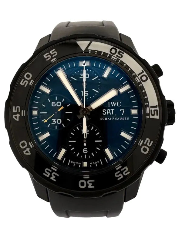 2013 IWC Schaffhausen Aquatimer Chronograph Galapagos S.E. 43.5MM Black Dial Rubber Strap (IW376705)