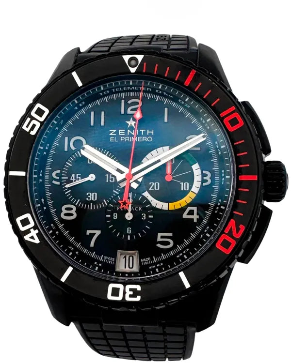 2014 Zenith El Primero Stratos Flyback Chronograph L. E. 45.5MM Black Dial Rubber Strap (24.2063.405/21/R515)