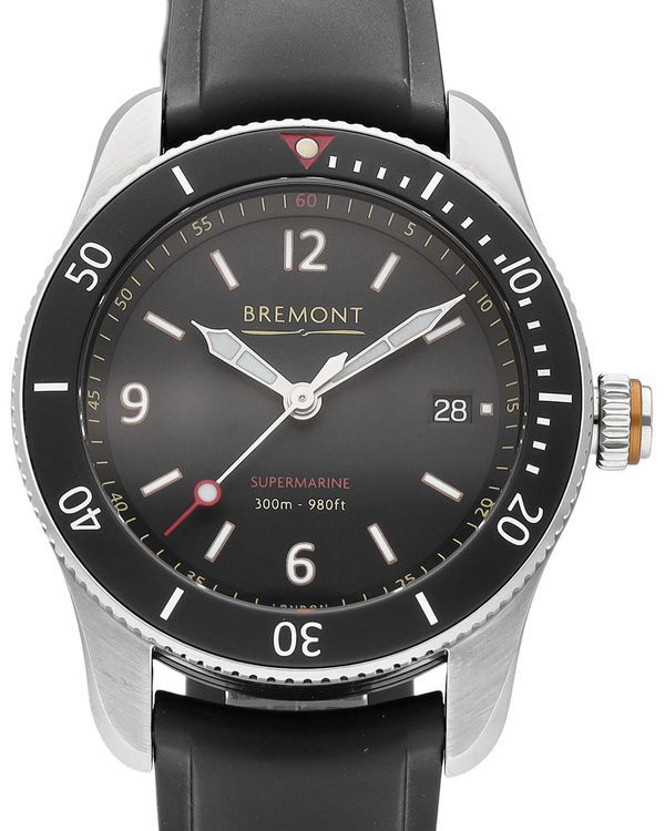 Bremont Supermarine 40MM Black Dial Rubber Strap (S300-BK-R-S)