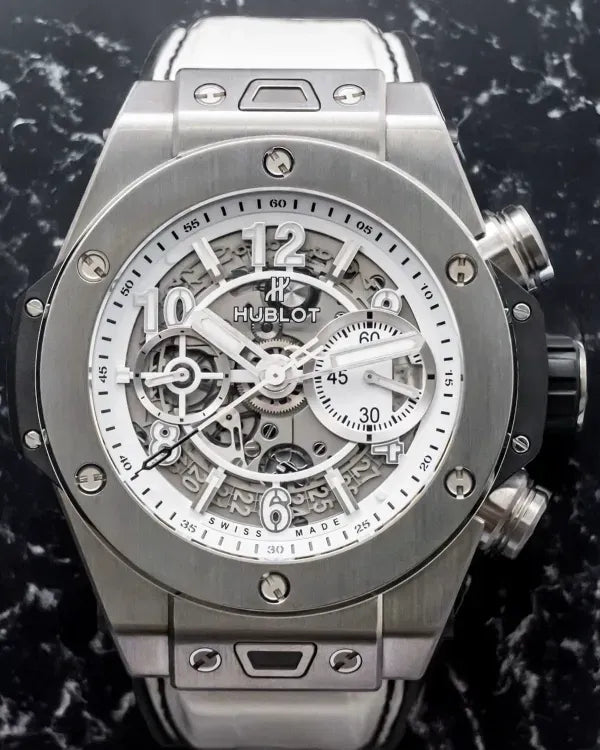 Hublot Big Bang Unico 45MM Skeleton Dial Leather Strap (411.NE.2010.LR.JSM15)