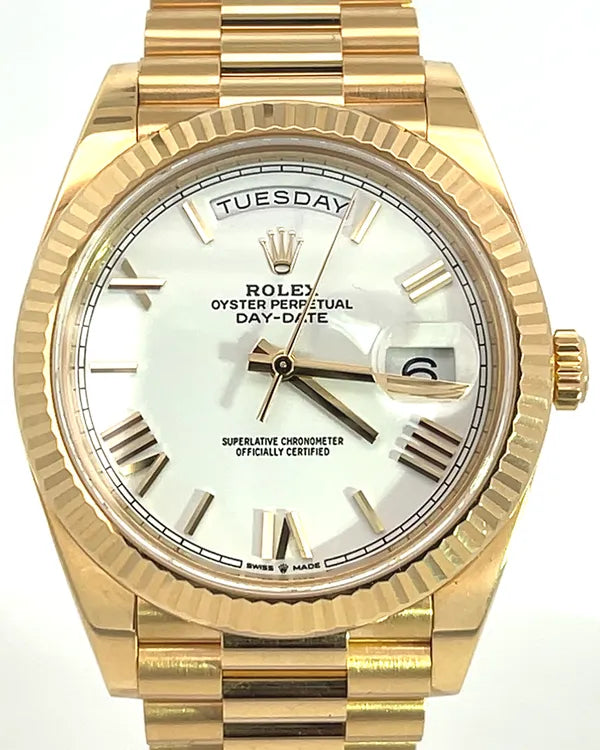 2021 Rolex Day-Date 40MM Silver Dial Yellow Gold President Bracelet (228238)