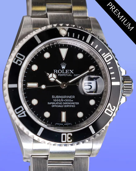No Reserve - Rolex Submariner Date 40MM Black Dial Oyster Bracelet (16610)