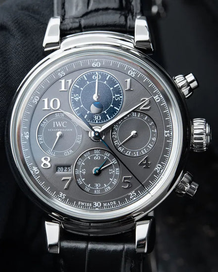 2017 IWC Schaffhausen Da Vinci Perpetual Calendar Chronograph 43MM Grey Dial Aftermarket Leather Strap (IW392103)