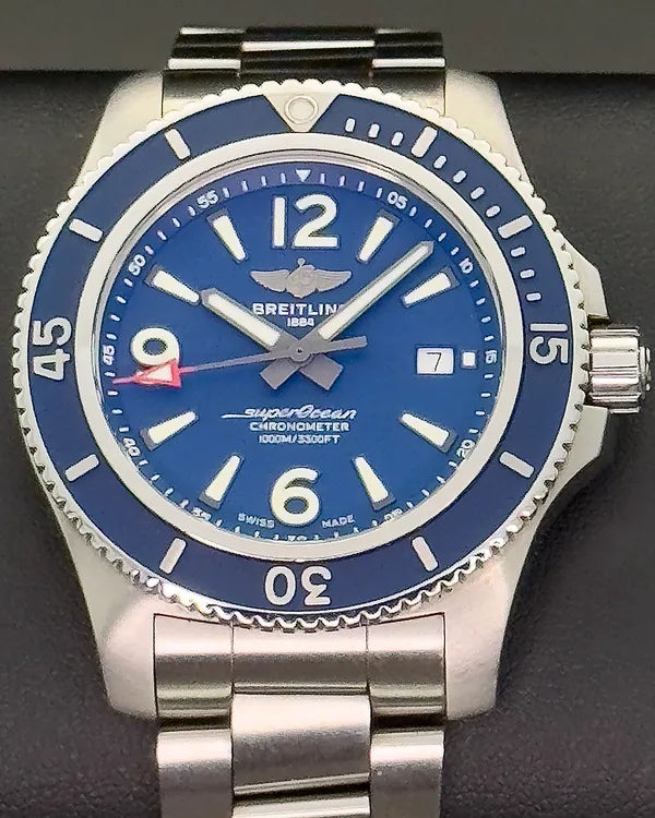 2022 Breitling Superocean 44MM Blue Dial Steel Bracelet (A17367D81C1A1)
