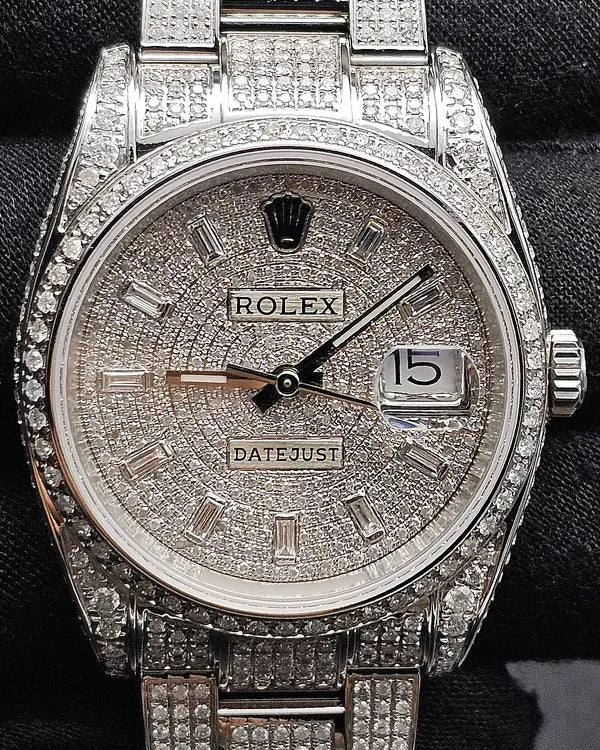 Rolex Datejust 36MM Aftermarket Diamonds Pavé Dial Aftermarket Oyster Bracelet (116200)