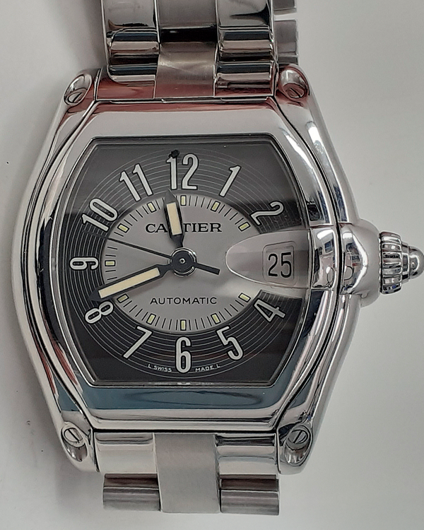 Cartier Roadster 37MM Black Dial Steel Bracelet (2510)