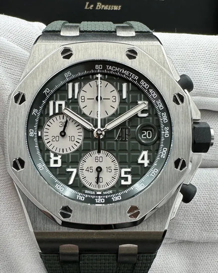 2023 Audemars Piguet Royal Oak Offshore Chronograph 42MM Green Dial Rubber Strap (26238TI.OO.A056CA.01)