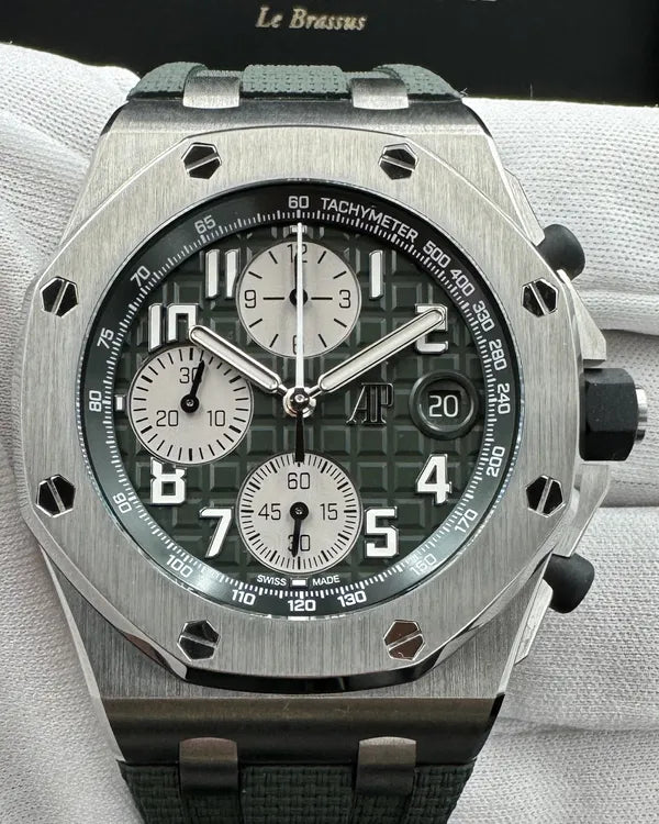 2022 Audemars Piguet Royal Oak Offshore Chronograph 42MM Green Dial Rubber Strap (26238TI.OO.A056CA.01)