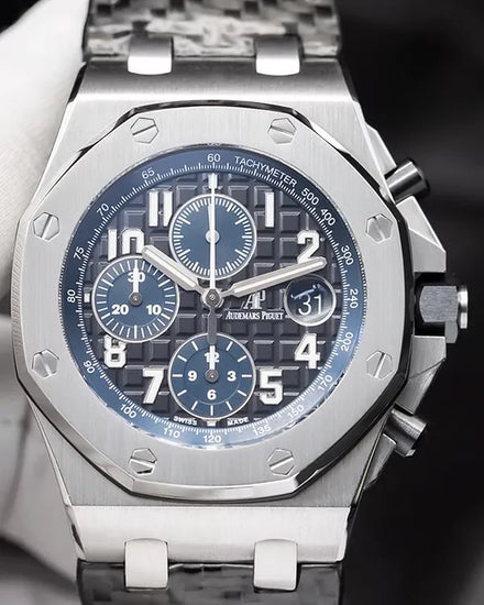 Audemars Piguet Royal Oak Offshore "Batman" 42MM Blue Dial Aftermarket Carbon Fiber Strap (26470ST.OO.A028CR.01)