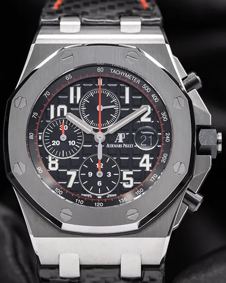 Audemars Piguet Royal Oak Offshore "Vampire" 42MM Black Dial Aftermarket Carbon Fiber Strap (26470ST.OO.A101CR.01)