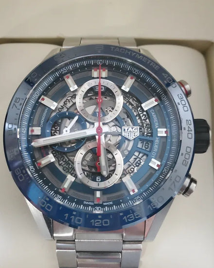 2019 Tag Heuer Carrera Calibre Heuer 01 43MM Skeleton Dial Steel Bracelet (CAR201T.BA0766)