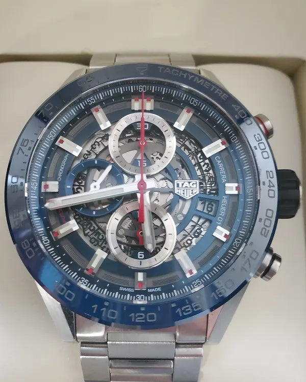 2019 Tag Heuer Carrera Calibre Heuer 01 43MM Skeleton Dial Steel Bracelet (CAR201T.BA0766)