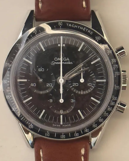Omega Speedmaster Professional Moonwatch Anniversary "First Omega in Space" 39.7MM Black Dial Leather Strap (311.32.40.30.01.001)