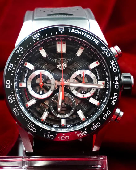 Tag Heuer Carrera 45MM Skeleton Dial Rubber Strap (CBG2A10)