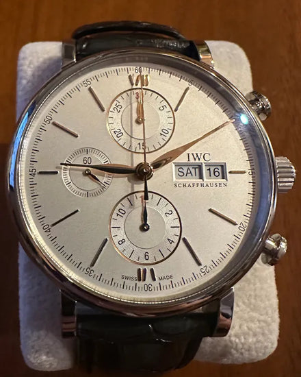 2022 IWC Schaffhausen Portofino Chronograph 42MM Silver Dial Leather Strap (IW391031)