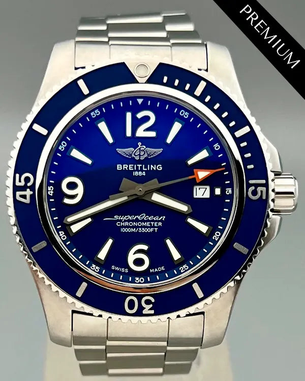 No Reserve - 2019 Breitling Superocean 44MM Blue Dial Steel Bracelet (A17367D81C1A1)