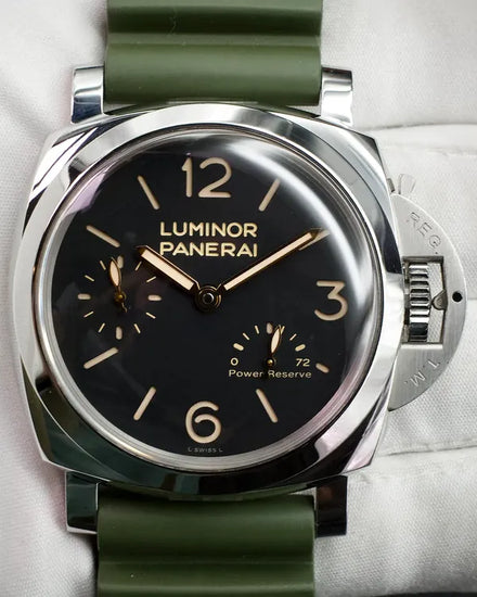 2018 Panerai Luminor 1950 3 Days 47MM Black Dial Rubber Strap (PAM00423)