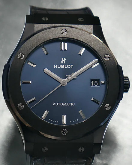 2021 Hublot Classic Fusion 45MM Blue Dial Leather Strap (511.CM.7170.LR)