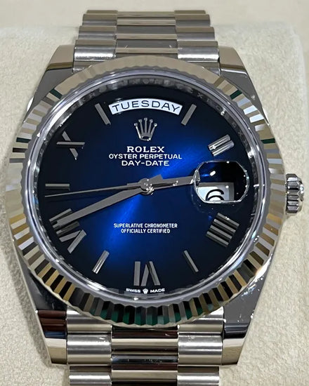 2025 Rolex Day-Date 40MM Blue "Ombré" Dial White Gold President Bracelet (228239)