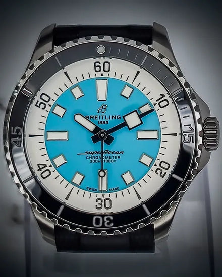 No Reserve - Breitling Superocean 44MM Blue Dial Rubber Strap (A17376)