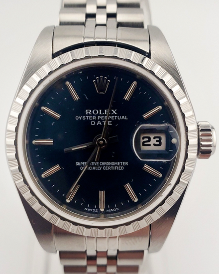 2004 Rolex Oyster Perpetual Lady Date 26MM Black Dial Jubilee Bracelet (79240)