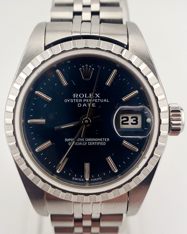 2004 Rolex Oyster Perpetual Lady Date 26MM Black Dial Jubilee Bracelet (79240)