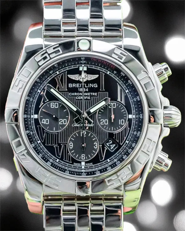 Breitling Chronomat 44MM Black Dial Steel Bracelet (AB011012/B956)